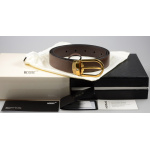 Montblanc Guertel Leder Braun Horseshoe Vintage Gold 129424