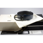 Montblanc Guertel Leder Blau hufeisenfoermige Schliesse 129427