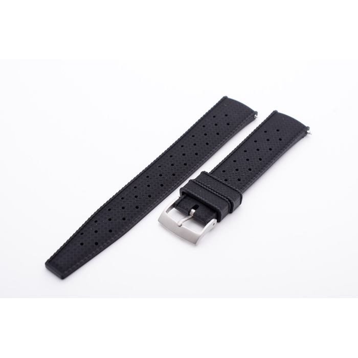 Tropical Racing Uhrenarmband Anstoß: 20mm Schwarz Vegan aus Fluorkautschuk – Bild 1
