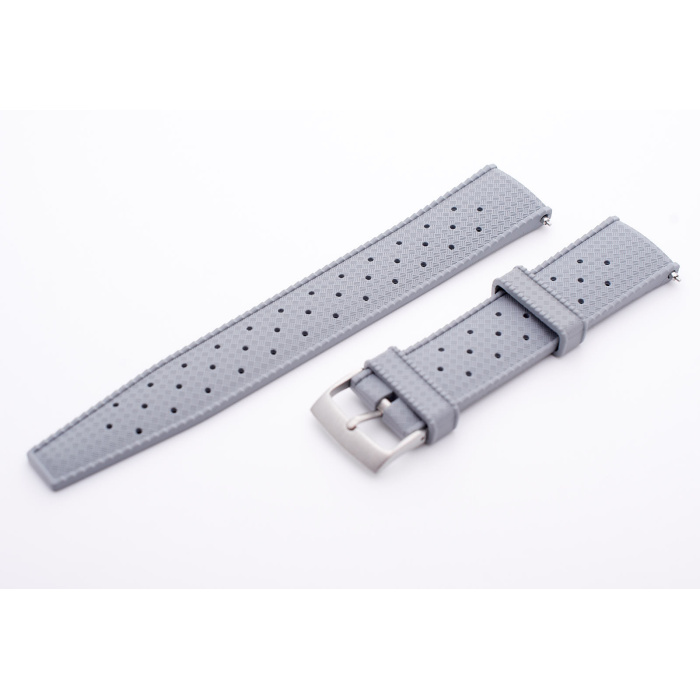 ARMBAND_TROPIC_GRAU_GUMMI_20 Tropica Uhrenband gelocht, Kautschuk, Vegan, Grau
