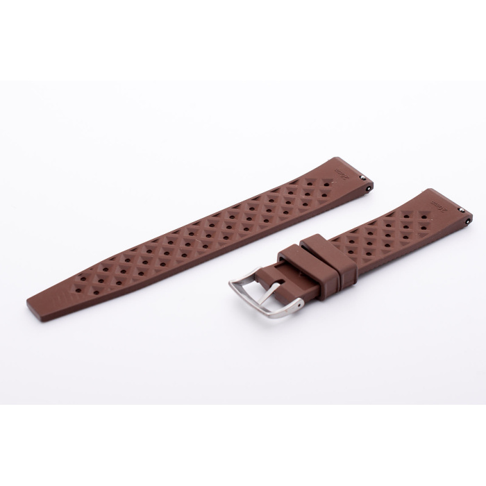 Tropical Racing Uhrenarmband Anstoß: 20mm Braun Vegan aus Fluorkautschuk – Bild 3
