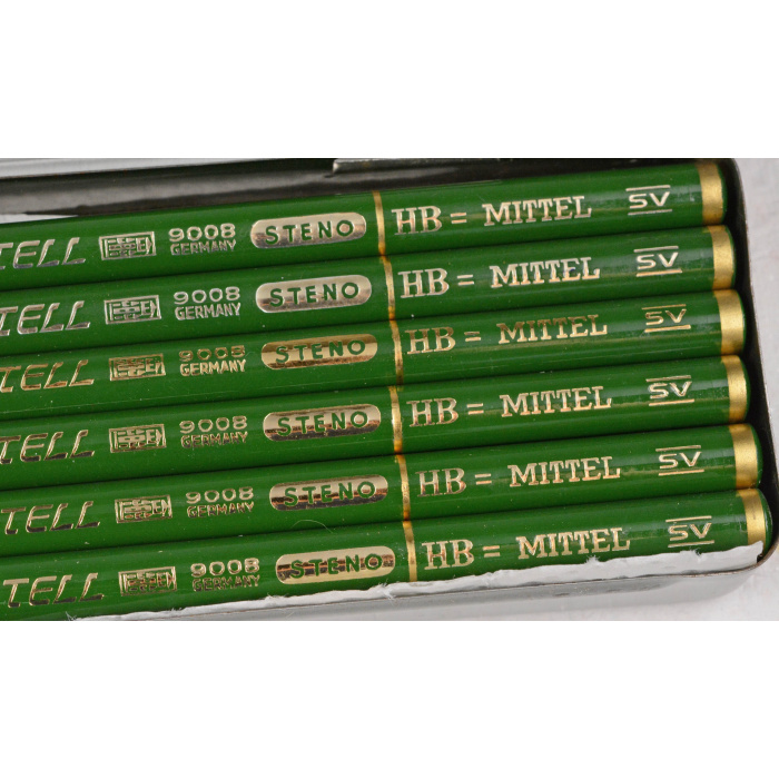 FaberCastell9008StenoHB4 A. W. Faber Castell 9008 Steno HB * 12 Bleistifte in Blechschachtel.