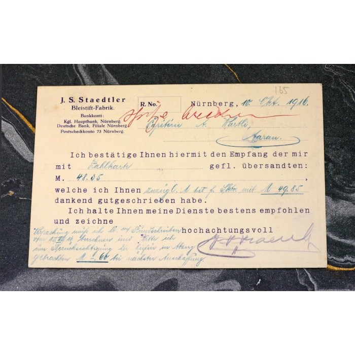 Vintage J.S. Staedtler Mars Bleistiftfabrik Nürnberg Postkarte 1916 – Bild 3