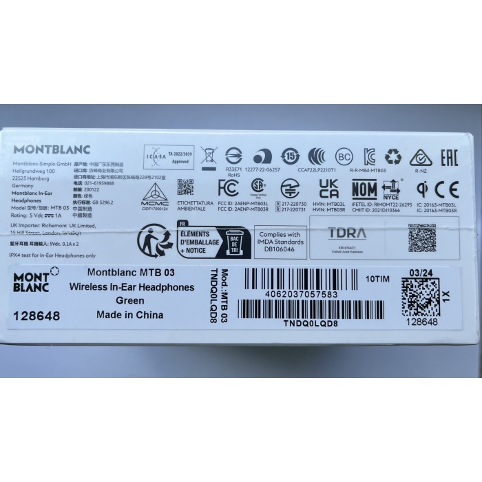 Montblanc MTB 03 In Ear Kopfhörer 128648 Farbe Grün – Bild 3