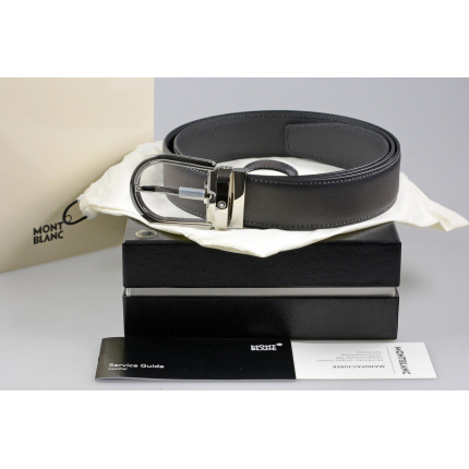 Montblanc Guertel aus Leder in Grau mit hufeisenfoermiger Schliesse 129437