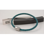 Montblanc Meisterstueck Collection Armband Edelstahl 3 Ringemotiv Leder Zypernblau 134069