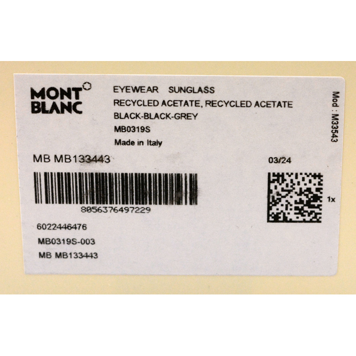 Montblanc Rechteckige Sonnenbrille Mit Schwarzer Kunststofffassung 133443