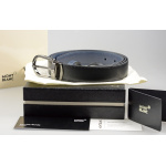 Montblanc Wendeguertel Leder Schwarz_Blau Hufeisenfoermiger Schliesse 128763