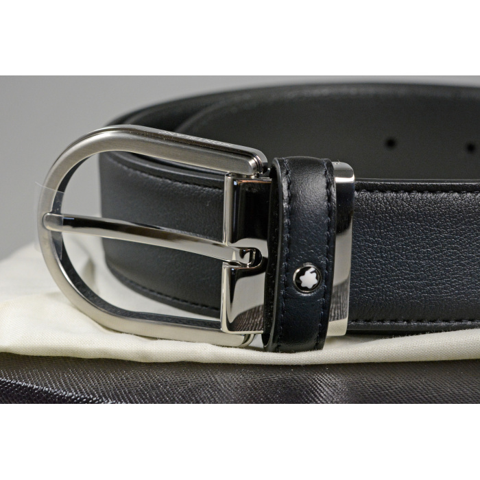 Montblanc Gürtel aus Leder in Blau mit hufeisenförmiger Schließe 123888 2 Montblanc Gürtel aus Leder in Blau mit hufeisenförmiger Dornschließe 123888 – Bild 2