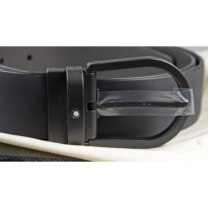 Montblanc Gürtel aus Leder in Schwarz mit hufeisenförmiger Schließe 129431 2 Montblanc Gürtel aus Leder in Schwarz mit hufeisenförmiger Schließe 129431 – Bild 2