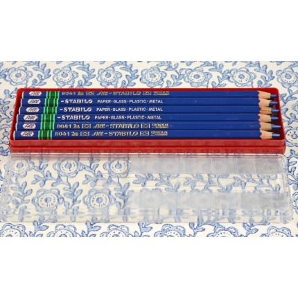 Vintage-Stabilo-8041-Buntstifte-Blau-All-Glas