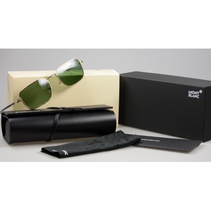 Montblanc-Rechteckige-Sonnenbrille-mit-goldfarbener-Metallfassung-133462